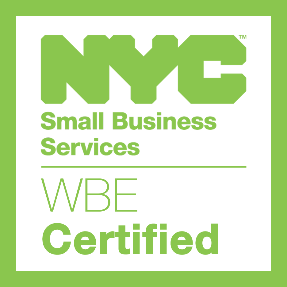 A green and white logo for nyc small business services.